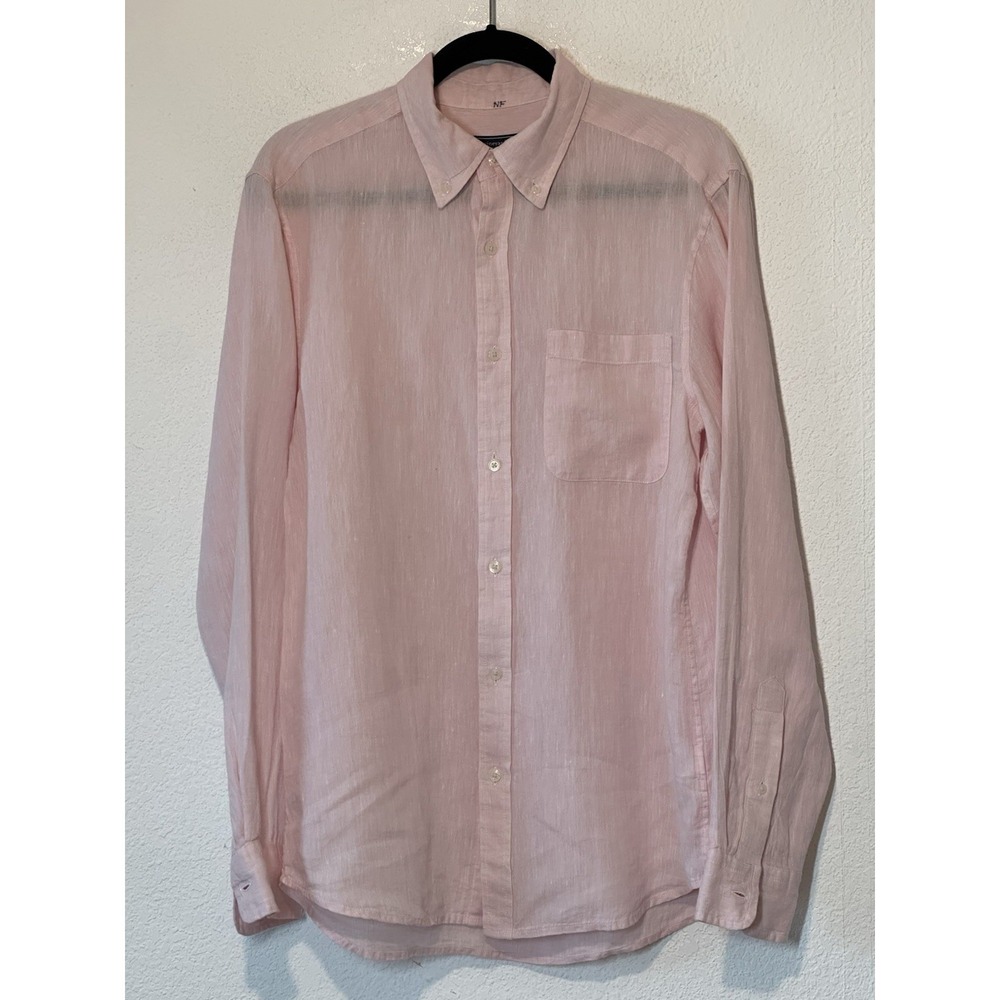Vineyard Vines Mens Small Pink Linen Shirt Long Sleeve Casual Travel Preppy